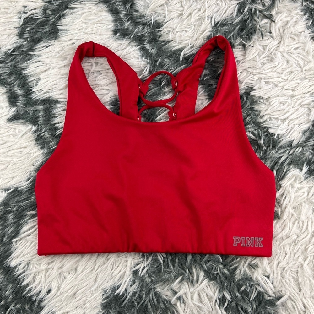 PINK Victoria Secret Women’s Red Ultimate Unlined Cross Back Sports Bra Size M